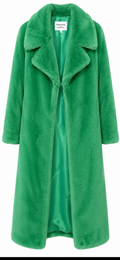 Full lenght green faux fur coat