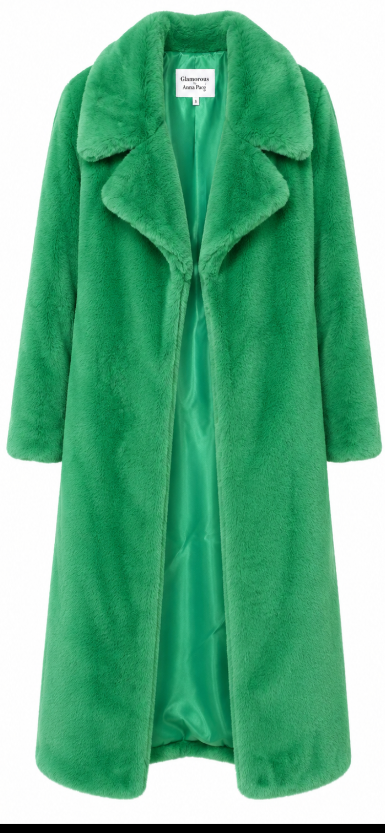 Full lenght green faux fur coat